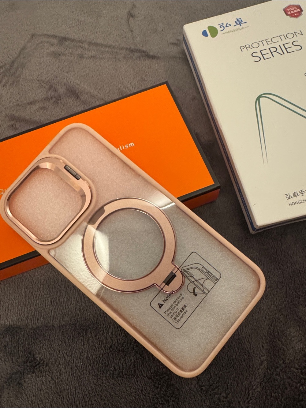 iPhone 15 pro max Rose Gold Phone Case with Magnetic Ring Stand